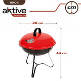 Barbecue Portable Aktive Enamelled Metal Ø 36 cm 36 x 44 x 36 cm (4 Units) Red